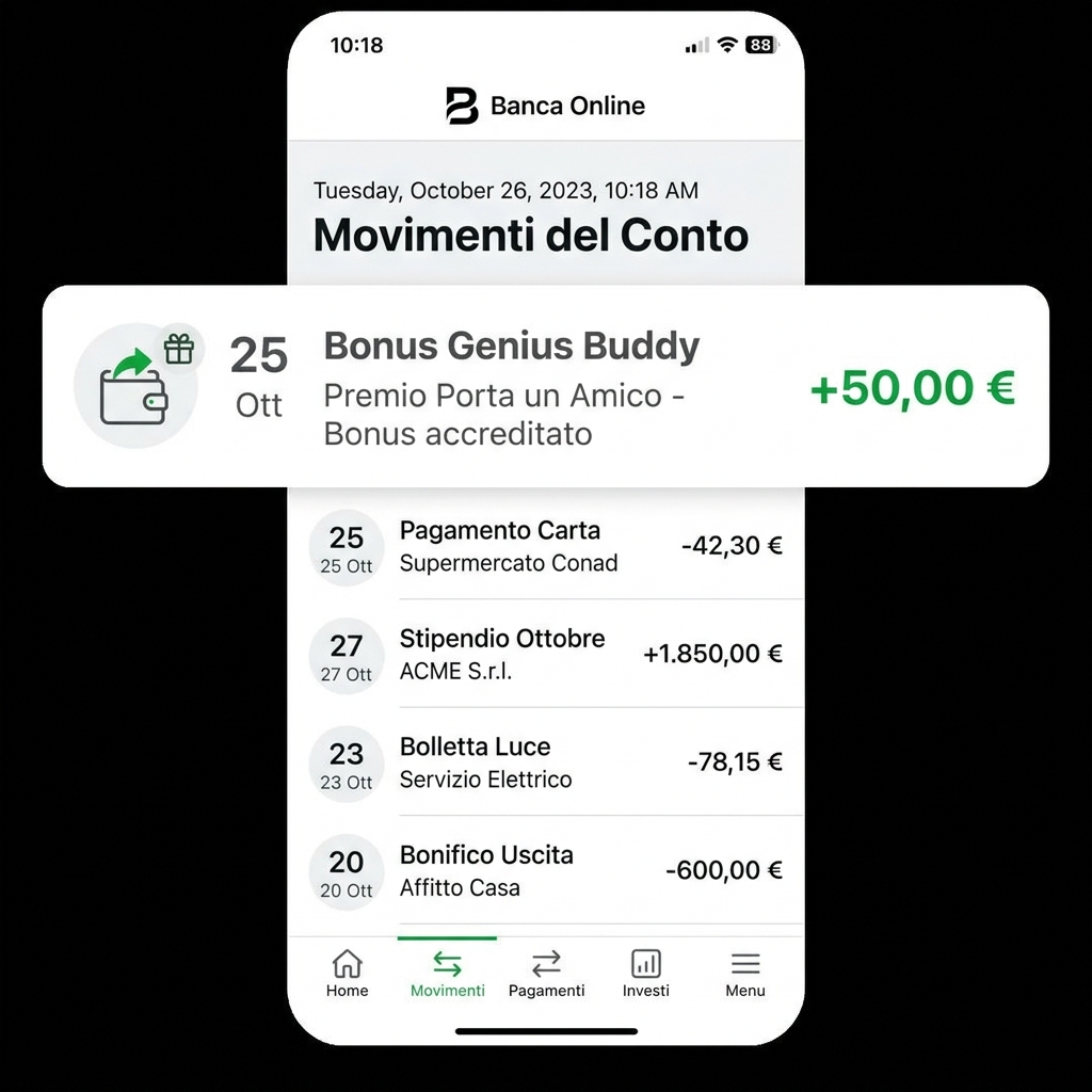 Screenshot prova bonus ricevuto